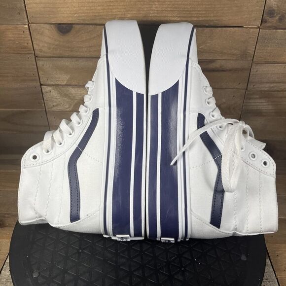 VANS Sk8-Hi Tapered Womens Size 8 Platform Shoes White Canvas Navy Sneakers - Picture 8 of 10